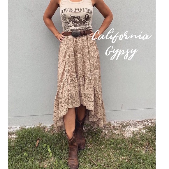 Gypsy Boho Western Ruched Tassel Skirt - Picture 12 of 15